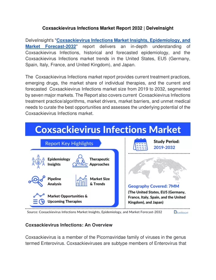 coxsackievirus infections market report 2032