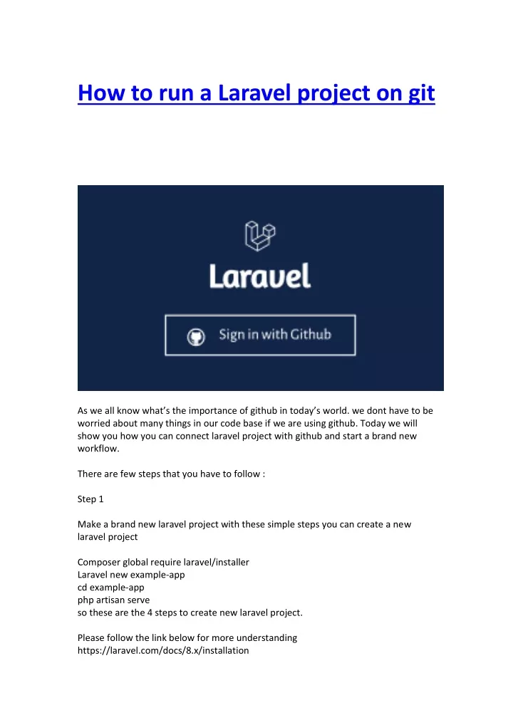 how to run a laravel project on git