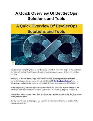 a quick overview of devsecops solutions and tools