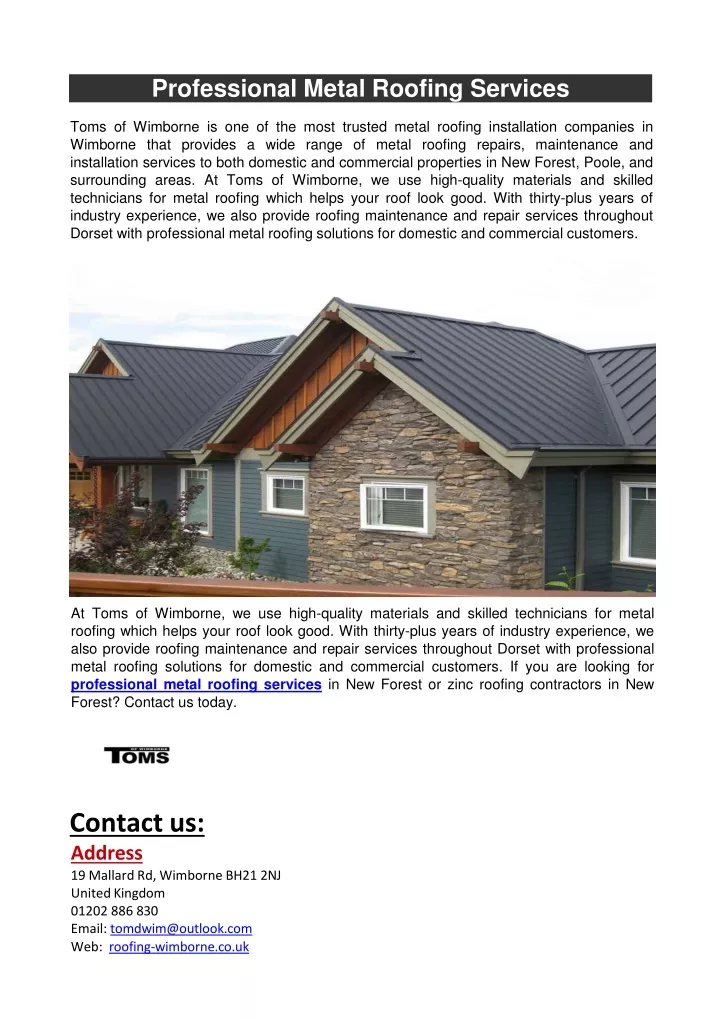 professional metal roofing services