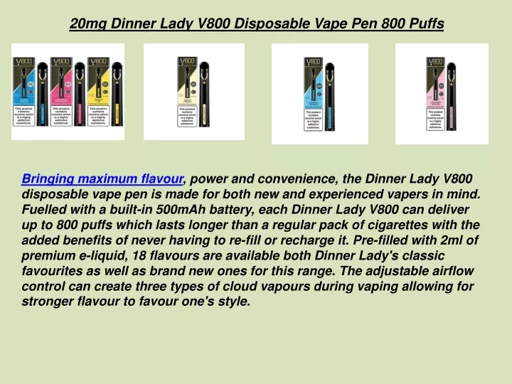 20mg dinner lady v800 disposable vape