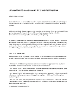 introduction to geomembrane types
