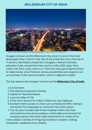MILLENNIUM CITY OF INDIA