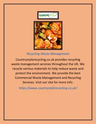 Recycling Waste Management