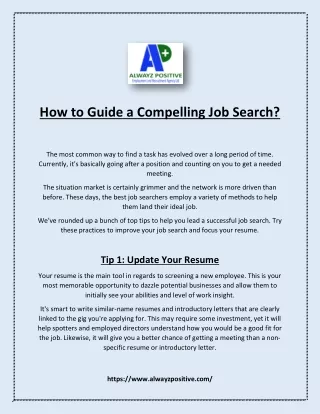 How to Guide a Compelling Job Search