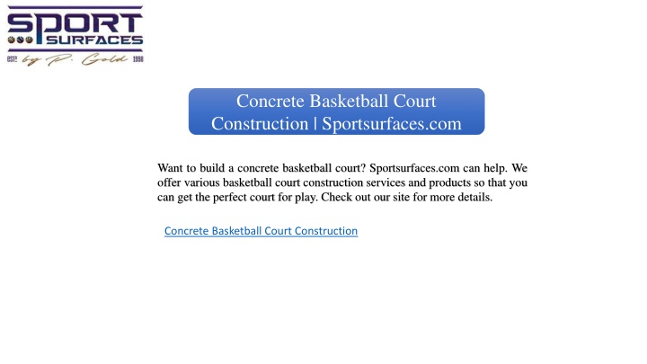 PPT Concrete Basketball Court Construction Sportsurfaces com
