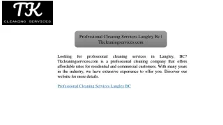 Professional Cleaning Services Langley Bc | Tkcleaningservices.com