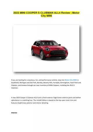 2023 mini cooper s clubman all4 review motor city