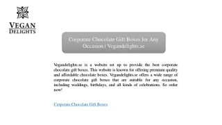 Corporate Chocolate Gift Boxes for Any Occasion | Vegandelights.se