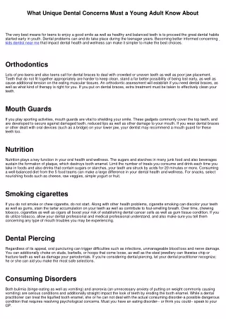 What Special Oral Concerns Must a Teen Know About