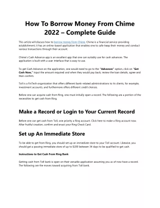 how to borrow money from chime 2022 complete guide