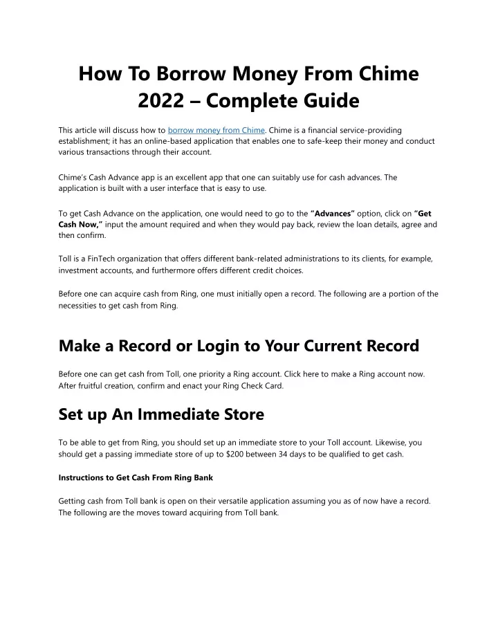 how to borrow money from chime 2022 complete guide