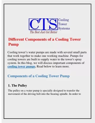 different components of a cooling tower pump