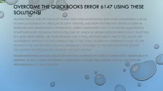 overcome the quickbooks error 6147 using these solutions