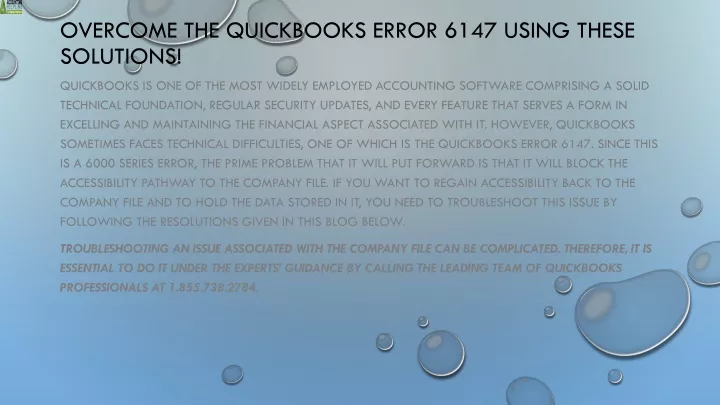 overcome the quickbooks error 6147 using these solutions