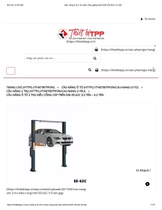 Cầu nâng ô tô 2 trụ kiểu cổng giằng trên EAE EE-62C 3,5 tấn