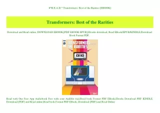 #^R.E.A.D.^ Transformers Best of the Rarities [EBOOK]