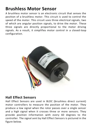 brushless motor sensor a brushless motor sensor