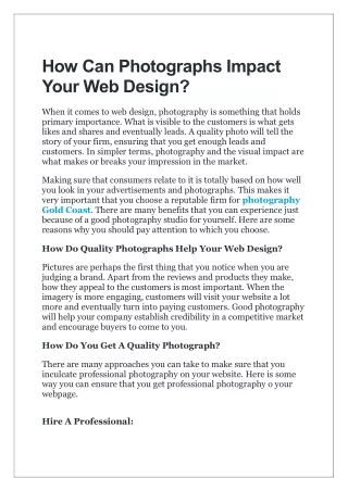 how can photographs impact your web design