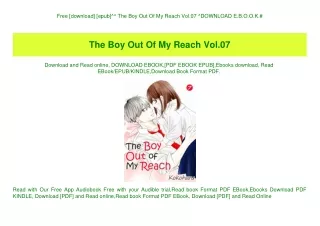 Free [download] [epub]^^ The Boy Out Of My Reach Vol.07 ^DOWNLOAD E.B.O.O.K.#