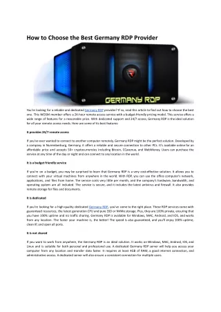 How to Choose the Best Germany RDP Provider