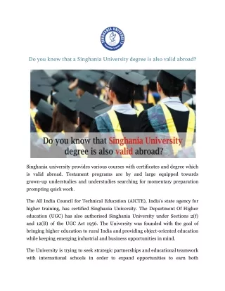 do you know that a singhania university degree