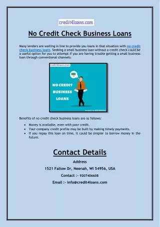 No Credit Check Business Loans