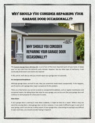 Why should you consider repairing your garage door occasionally