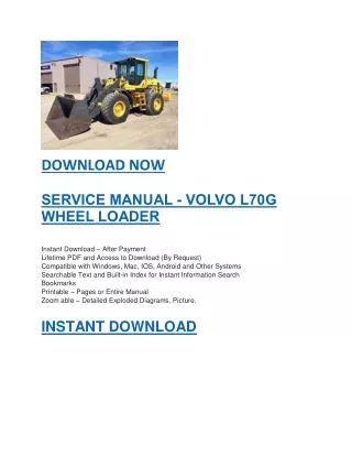 VOLVO L70G WHEEL LOADER SERVICE MANUAL