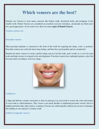Which veneers are the best?
