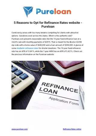 5 Reasons to Opt for Refinance Rates website - Pureloan