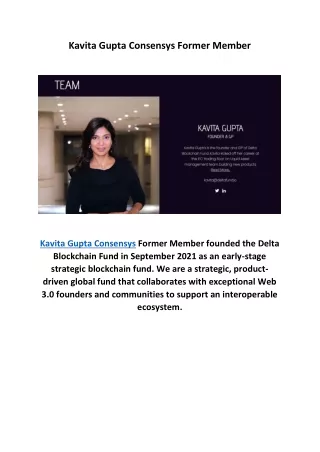 kavita gupta consensys former member