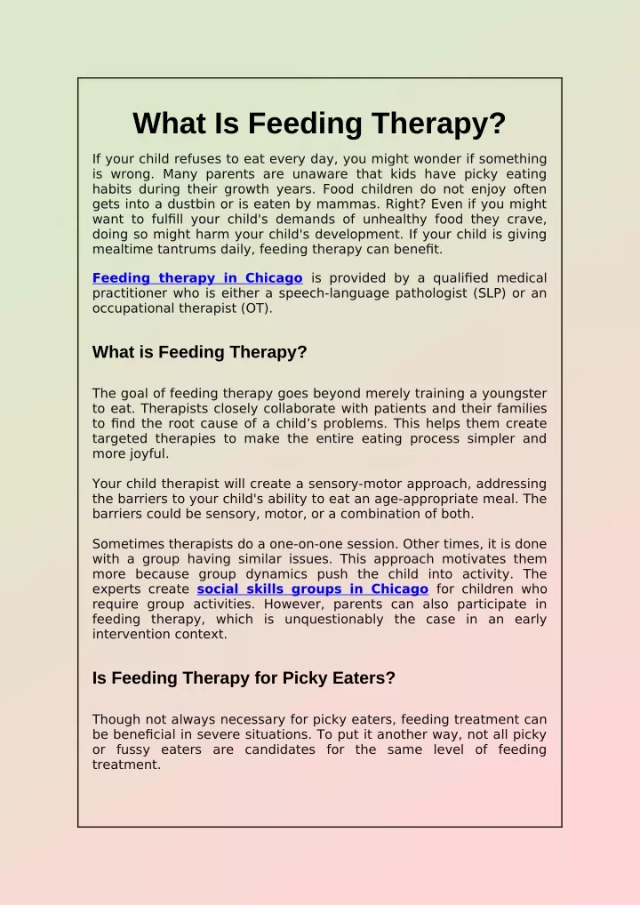 what is feeding therapy