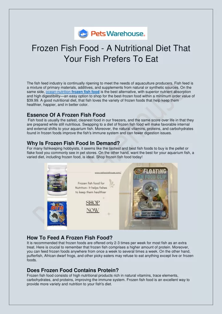 frozen fish food a nutritional diet that your