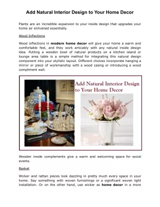add natural interior design to your home decor