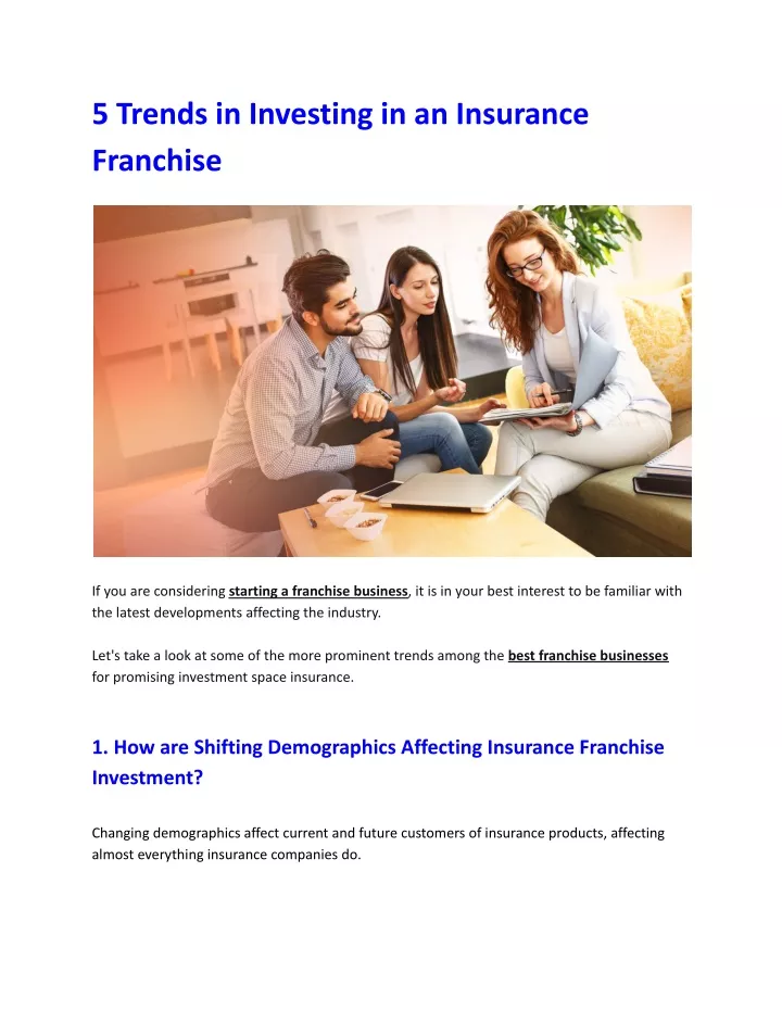 5 trends in investing in an insurance franchise