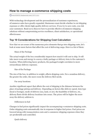 how to manage e commerce shipping costs