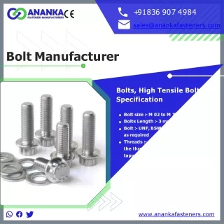 Screw Manufacturer | Bolt Manufacturer | Nuts Manufacturer - Ananka Fasteners