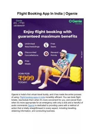 Flight Booking App In India | Ogenie