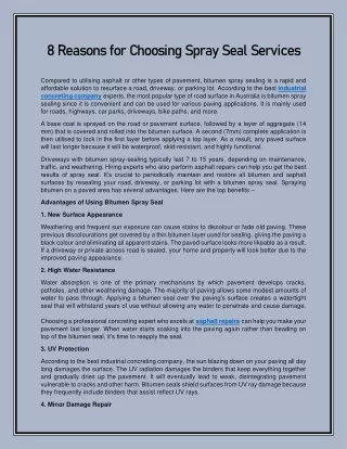 8 Reasons for Choosing Spray Seal Services