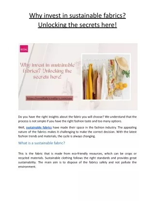 why invest in sustainable fabrics unlocking