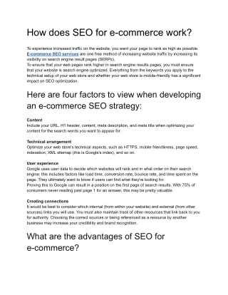 How does SEO for e-commerce work?