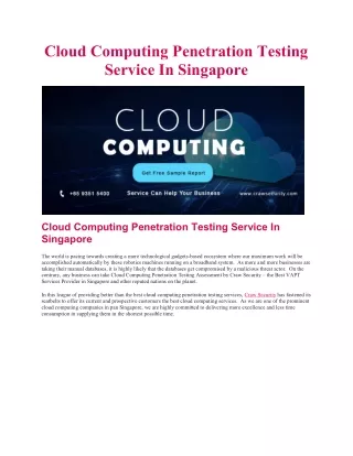cloud computing penetration testing service
