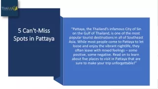 5 Can't-Miss Spots in Pattaya