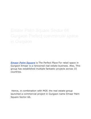 Emaar Palm Square Sector 66 Gurgaon