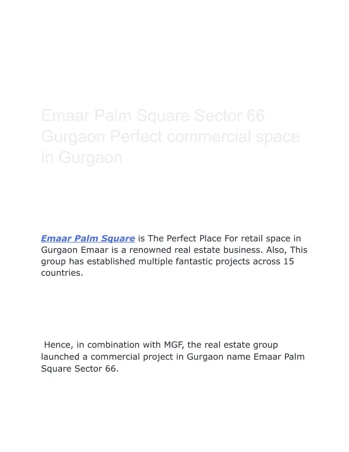 emaar palm square sector 66 gurgaon perfect
