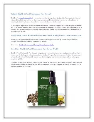 what is zimble 10 of niacinamide face serum