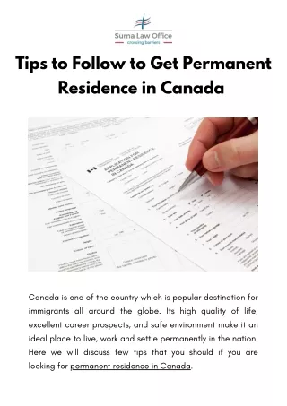 Tips to Follow to Get Permanent Residence in Canada