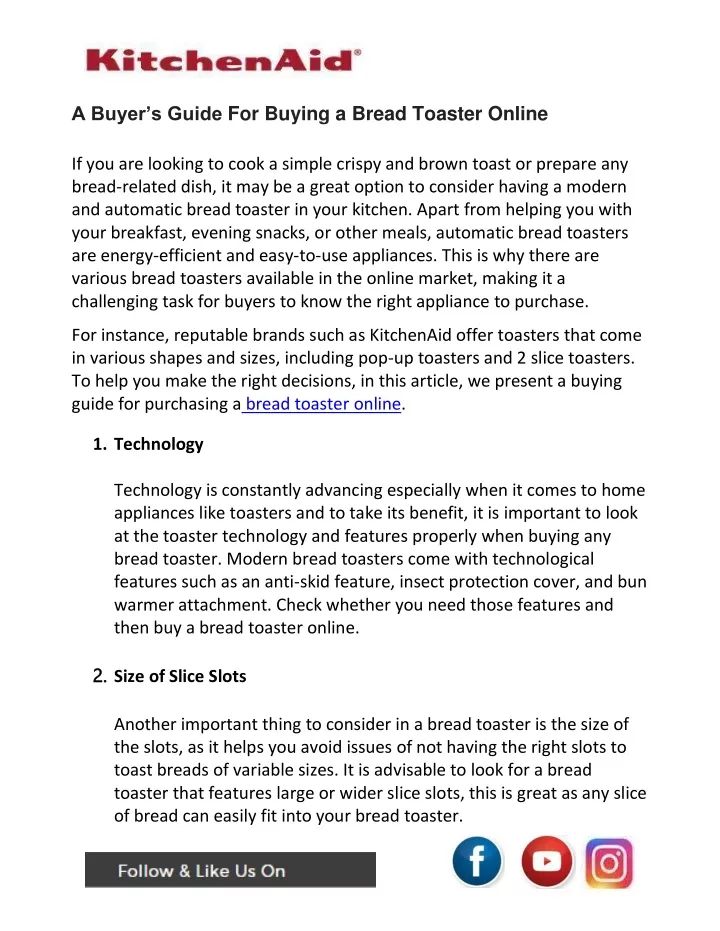 a buyer s guide for buying a bread toaster online