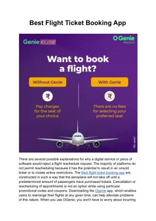 Best Flight Ticket Booking App | Ogenie